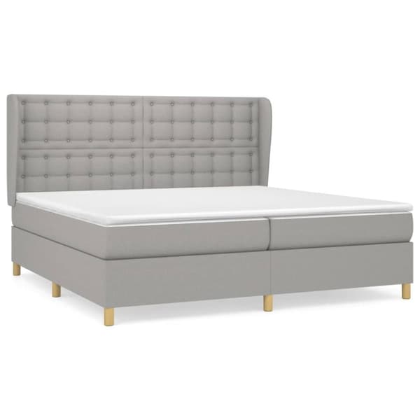 Ramsäng med madrass ljusgrå 200x200 cm tyg