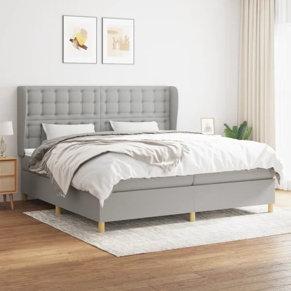 Ramsäng med madrass ljusgrå 200x200 cm tyg