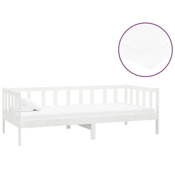 Dagbädd med madrass 90x200 cm vit massiv furu