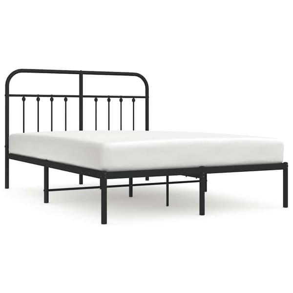 Sängram med huvudgavel metall svart 135x190 cm