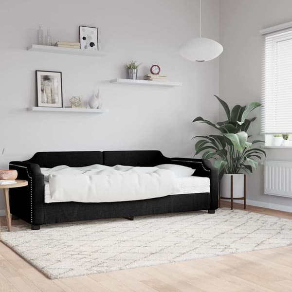 Dagbädd med madrass svart 80x200 cm tyg