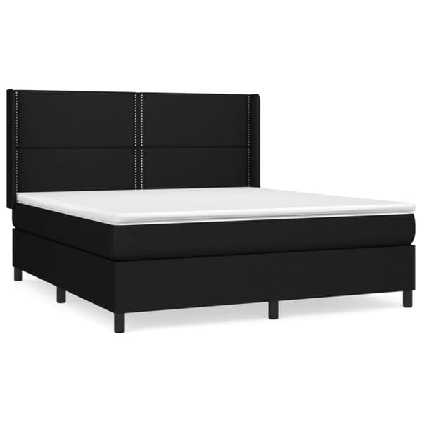 Ramsäng med madrass svart 180x200 cm tyg