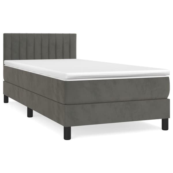 Ramsäng med madrass mörkgrå 80x200 cm sammet