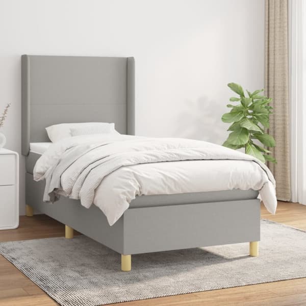 Ramsäng med madrass ljusgrå 100x200 cm tyg