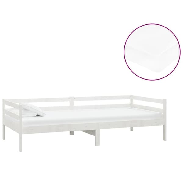 Dagbädd med madrass 90x200 cm vit massiv furu