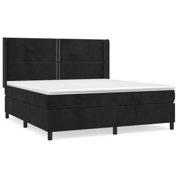 Ramsäng med madrass svart 180x200 cm sammet