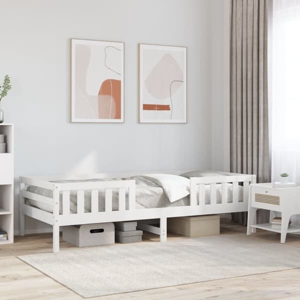 Sängram utan madrass vit 90x190 cm massiv furu