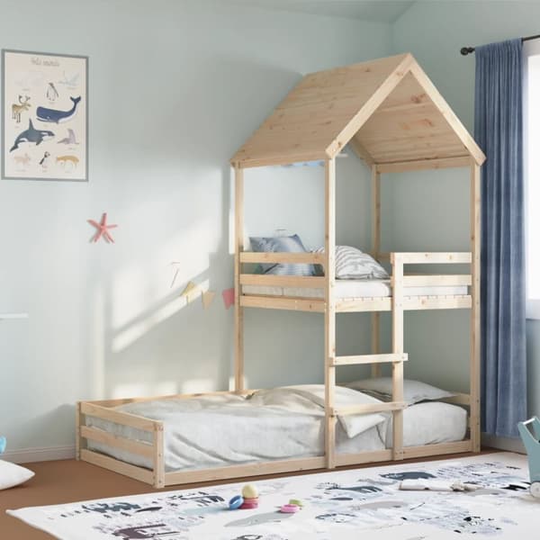 Våningssäng utan madrass 90x190 cm massiv furu