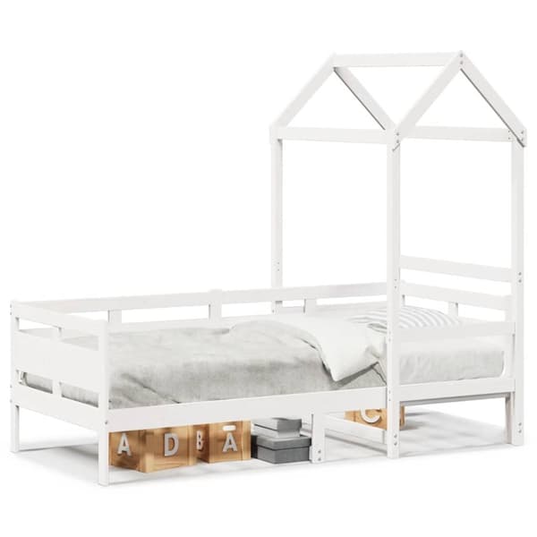Dagbädd med tak vit 90x190 cm massiv furu