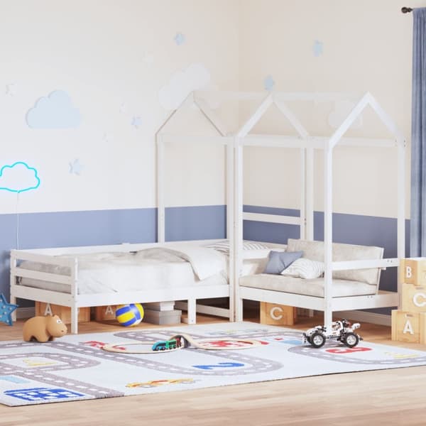 Dagbänk med bänk och tak vit 90x200 cm massiv furu