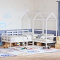 Miniatyrbild 1 av 2: Dagbädd med bänk och tak vit 80x200 cm massiv furu