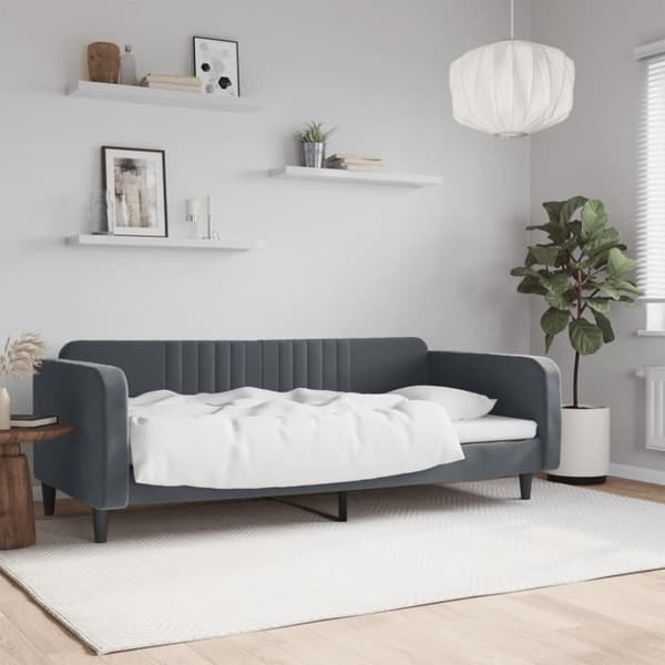 Dagbädd mörkgrå 90x200 cm sammet