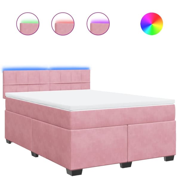 Ramsäng med madrass rosa 140x190 cm sammet