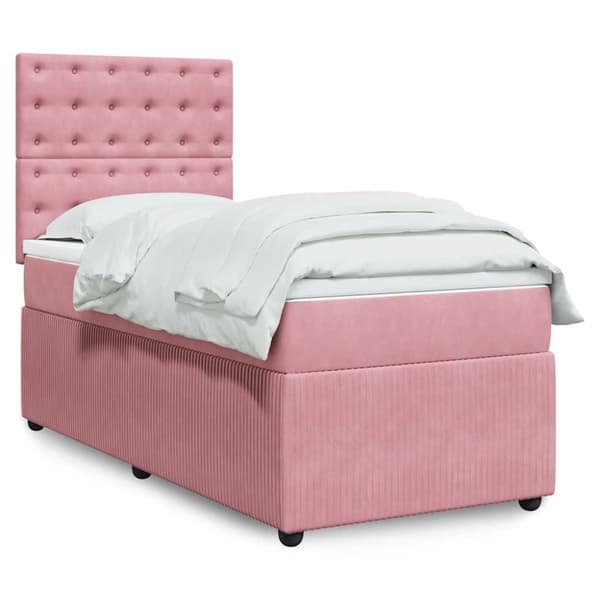 Ramsäng med madrass rosa 100x200 cm sammet