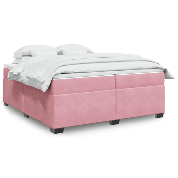 Ramsäng med madrass rosa 200x200 cm sammet