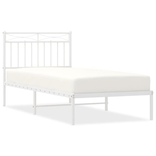 Sängram med huvudgavel metall vit 90x190 cm