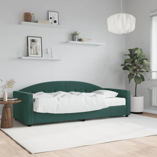 Dagbädd med madrass mörkgrön 80x200 cm sammet