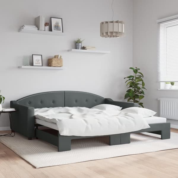 Dagbädd utdragbar mörkgrå 100x200 cm tyg