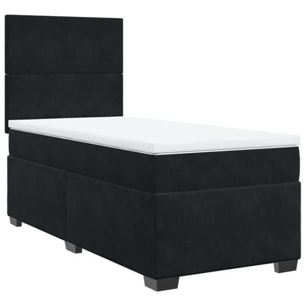Ramsäng med madrass svart 80x200 cm sammet