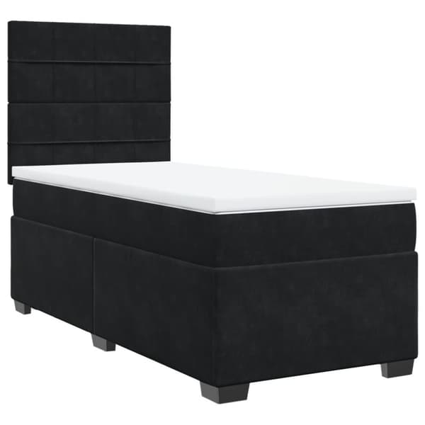 Ramsäng med madrass svart 80x200 cm sammet