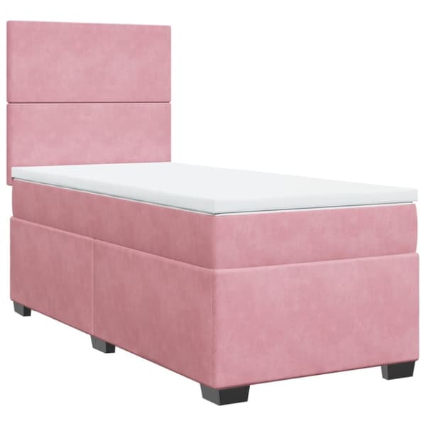 Ramsäng med madrass rosa 90x190 cm sammet