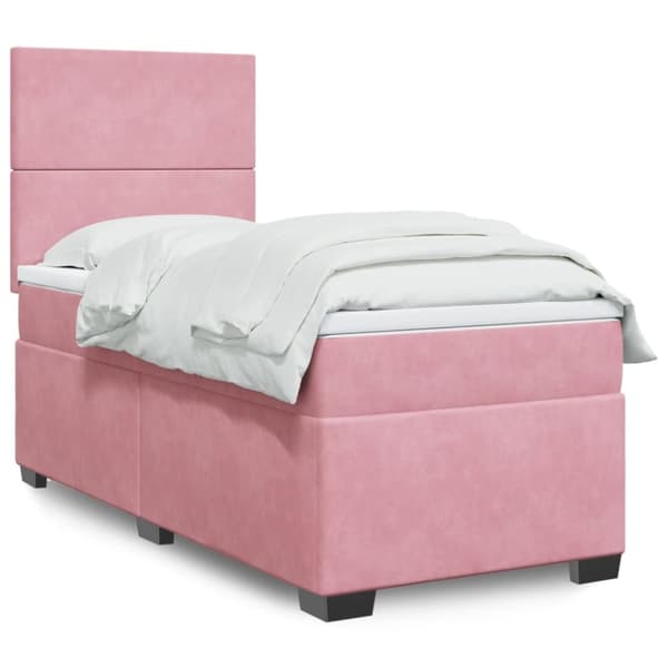 Ramsäng med madrass rosa 90x190 cm sammet