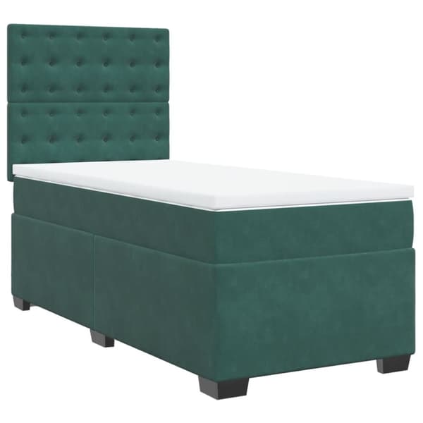 Ramsäng med madrass mörkgrön 90x190 cm sammet