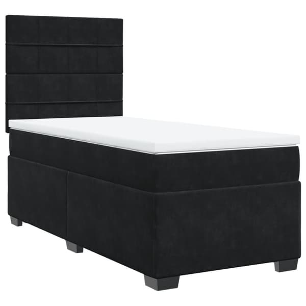 Ramsäng med madrass svart 100x200 cm sammet