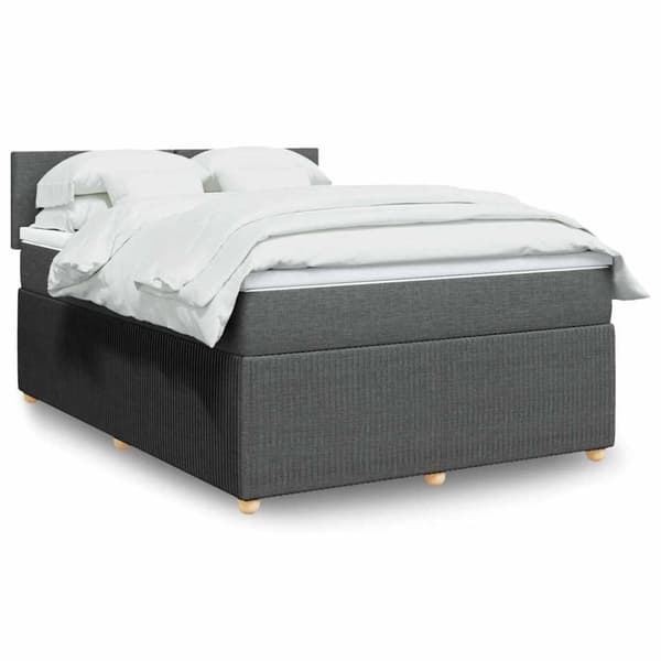 Ramsäng med madrass mörkgrå 140x190 cm tyg