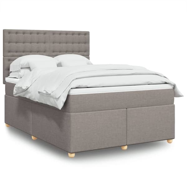 Ramsäng med madrass taupe 140x190 cm tyg
