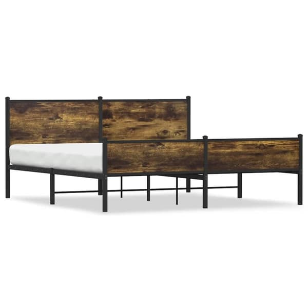 Sängram utan madrass metall rökfärgad ek 183x213 cm