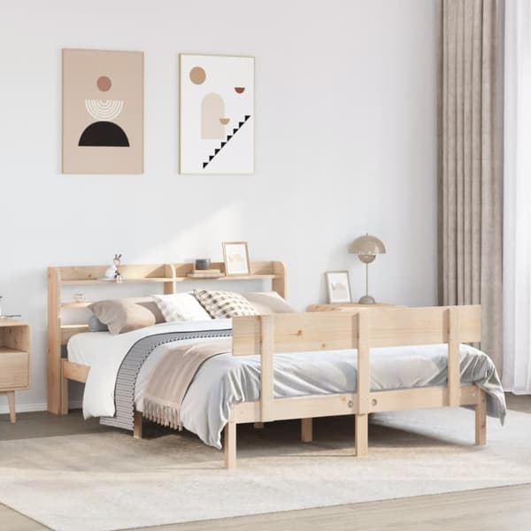 Sängram utan madrass 135x190 cm massiv furu