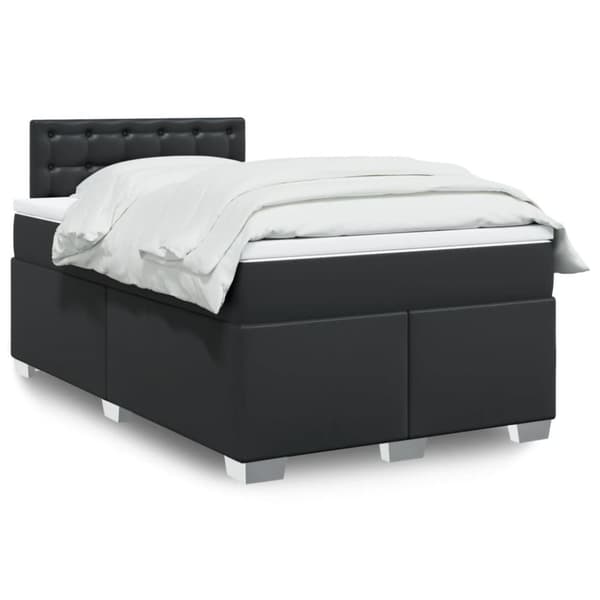 Ramsäng med madrass svart 120x190 cm konstläder