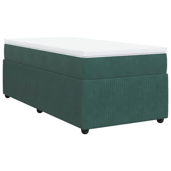 Ramsäng med madrass mörkgrön 90x200 cm sammet