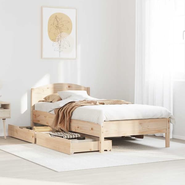 Sängram utan madrass 75x190 cm massiv furu