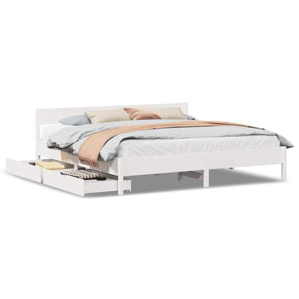 Sängram utan madrass vit 180x200 cm massiv furu