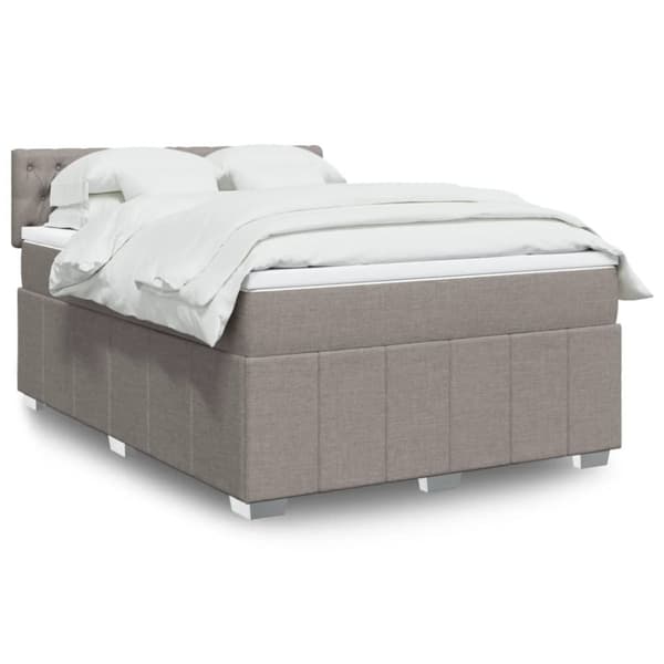 Ramsäng med madrass taupe 140x200 cm tyg