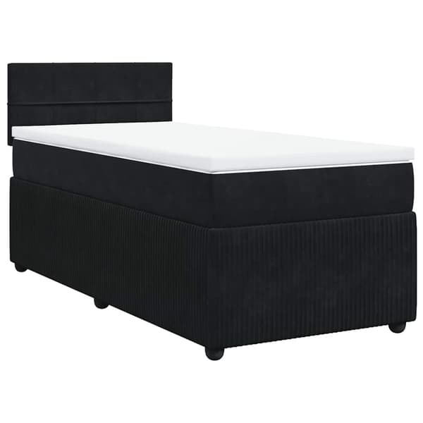 Ramsäng med madrass svart 90x200 cm sammet