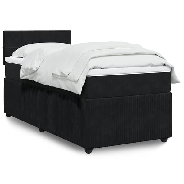 Ramsäng med madrass svart 90x200 cm sammet