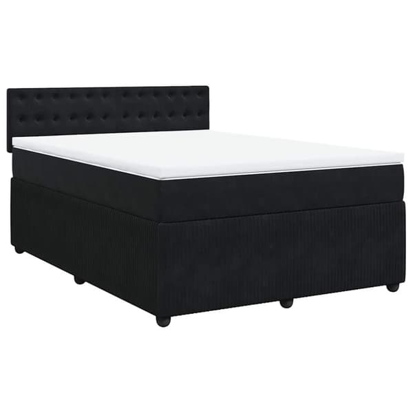 Ramsäng med madrass svart 140x190 cm sammet