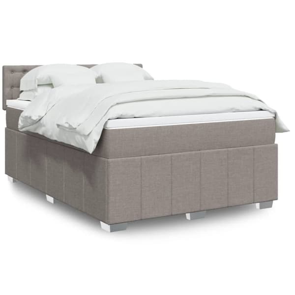 Ramsäng med madrass taupe 140x200 cm tyg