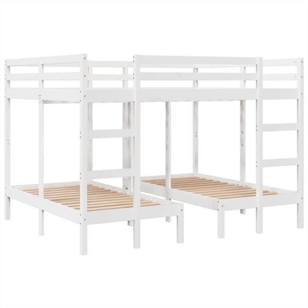 Våningssäng 3 platser vit 140x200/70x140 cm massiv furu