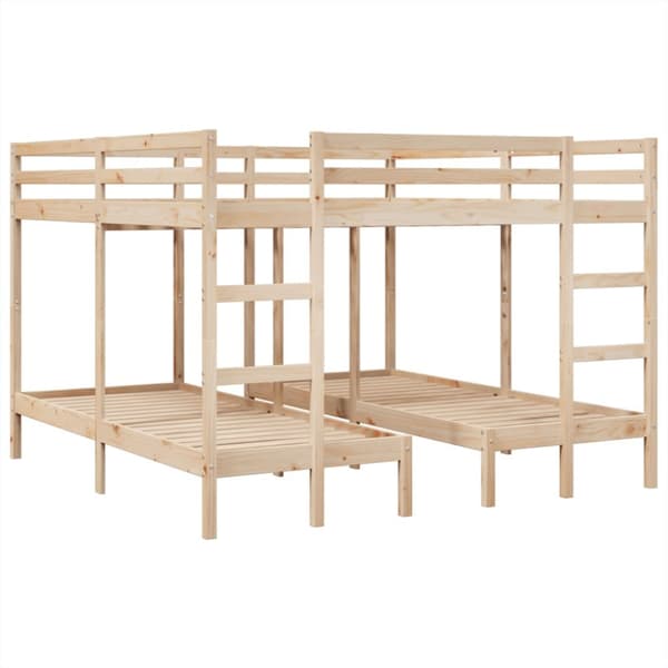 Våningssäng 3 platser 140x200/70x140 cm massiv furu
