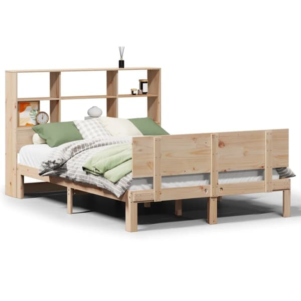 Säng med bokhylla utan madrass 160x200cm massiv furu