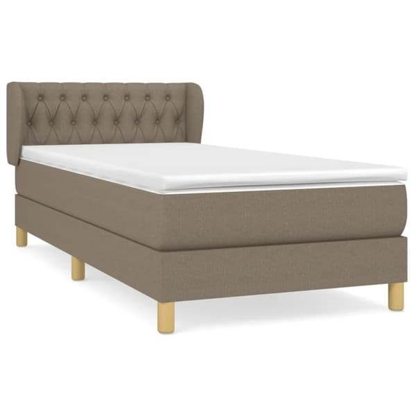 Ramsäng med madrass taupe 90x190 cm tyg