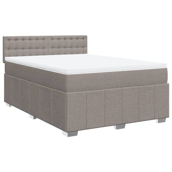 Ramsäng med madrass taupe 140x200 cm tyg
