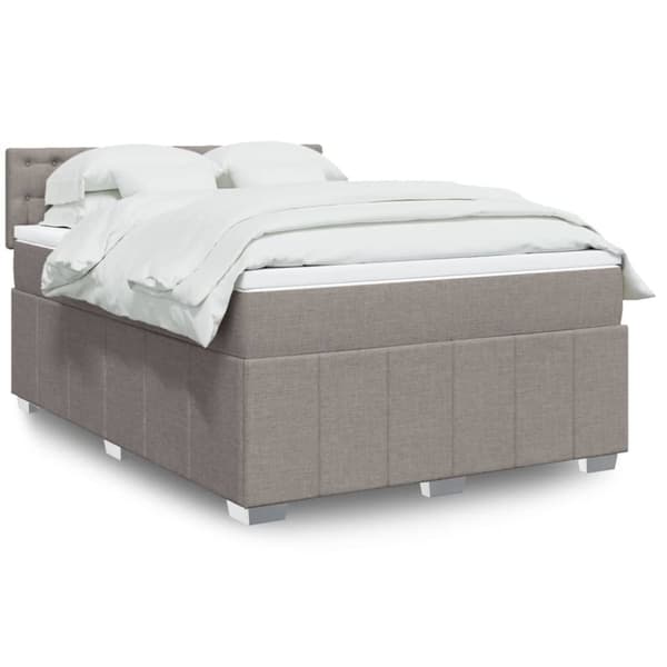 Ramsäng med madrass taupe 140x200 cm tyg