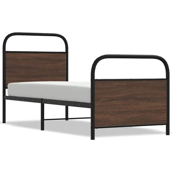 Sängram utan madrass brun ek 75x190 cm konstruerad trä