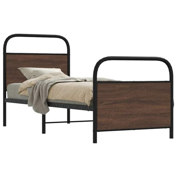 Sängram utan madrass brun ek 75x190 cm konstruerad trä
