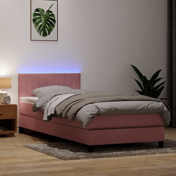 Ramsäng med madrass rosa 100x220 cm sammet